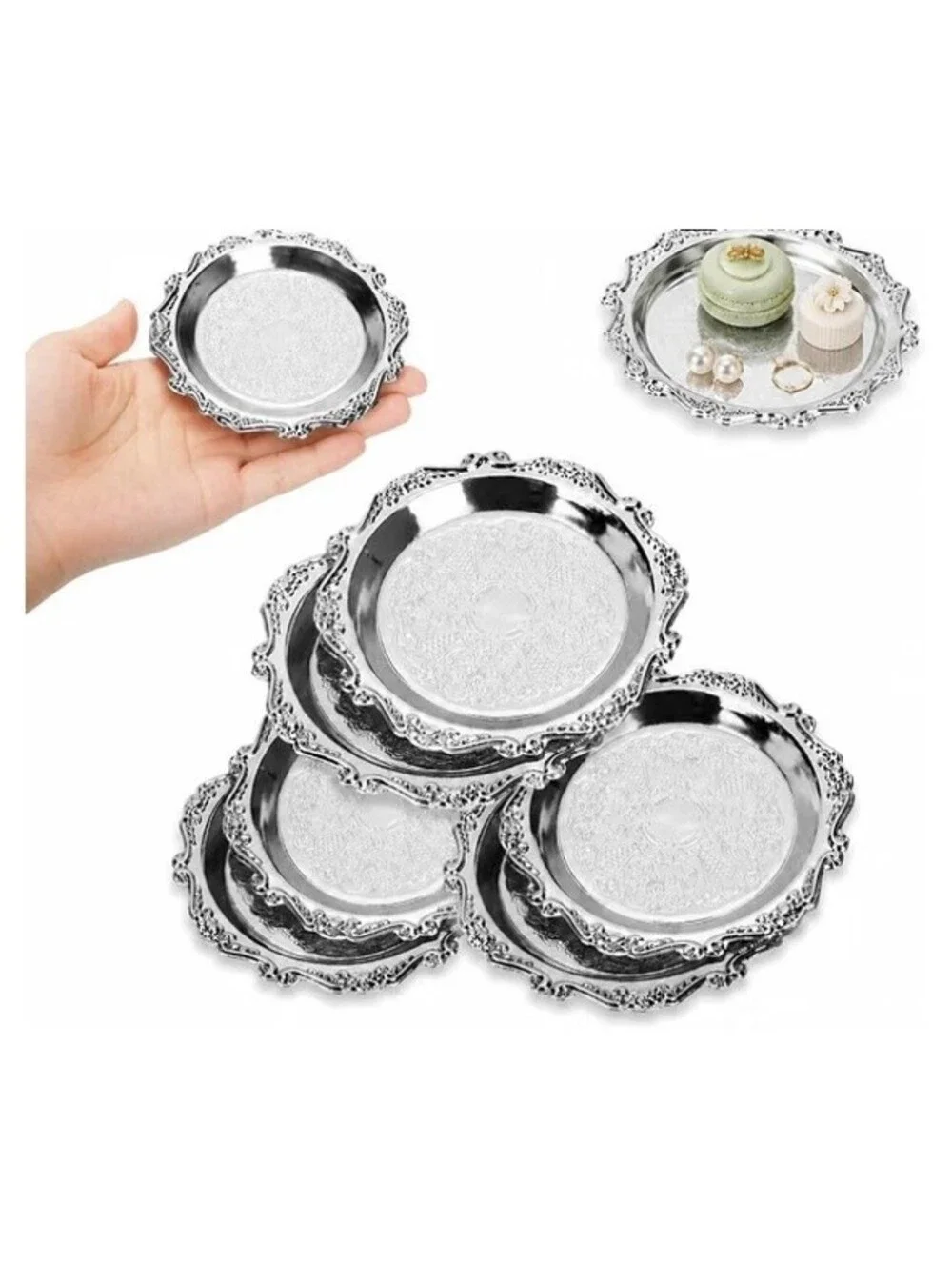 Alipis 6-Pack Mini Leaf Metal Snack Trays,3.93